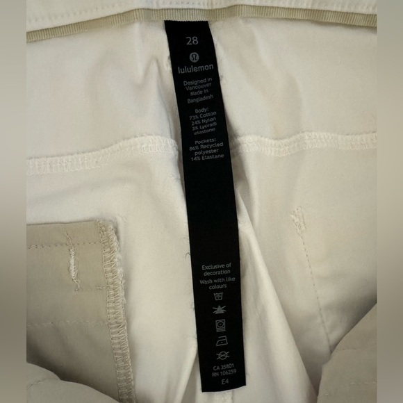 Lululemon ABC Slim-Fit 5 Pocket Warpstreme Pant, Size 28x 34”L, Bone, NWT - Picture 13 of 15